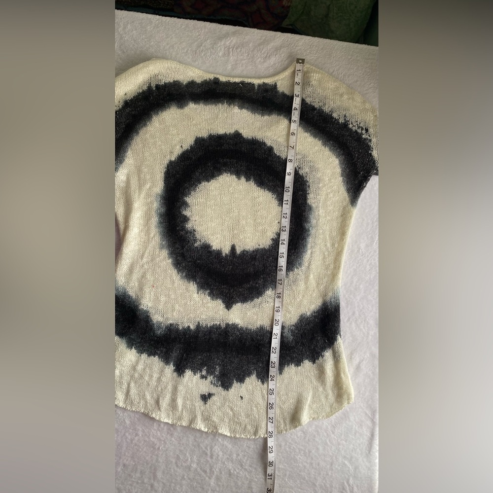 Elan Boho Tie Dye Lightweight High Low Sweater Ivory Black S - Picture 5 of 9